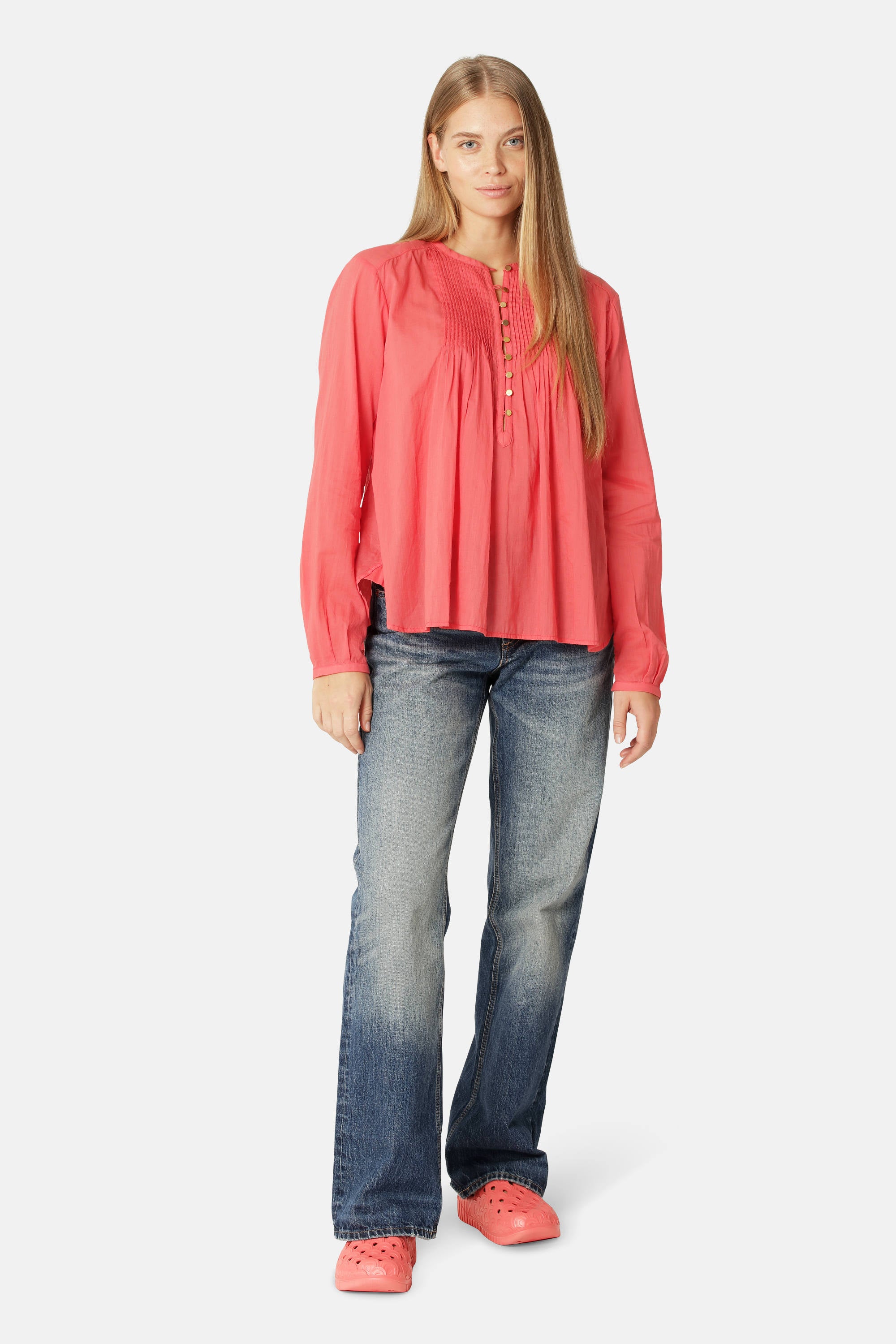 Skjorte med Lange Ermer - Spiced Coral
